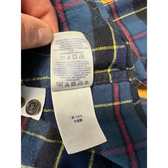 Lands End Mens Traditional Fit Long Sleeve Button Down Plaid Flannel Shirt L - Picture 8 of 10